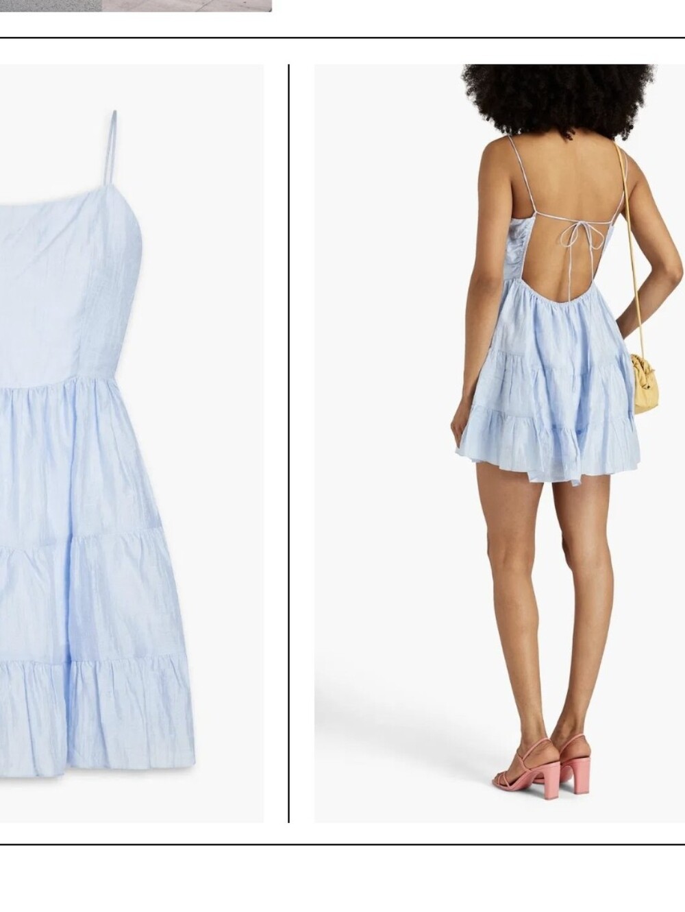 Sandro Kersten Tiered Linen Blend Mini Dress Size 40 US Large Sky Blue Open Back